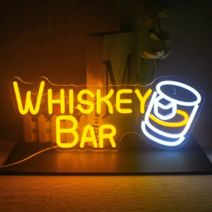 Whiskey Bar Neon Sign  Neon Lights For Wall Decor Light Up Bar Signs For Home Bar Cart Restaurant  Beer Cafe Bistro