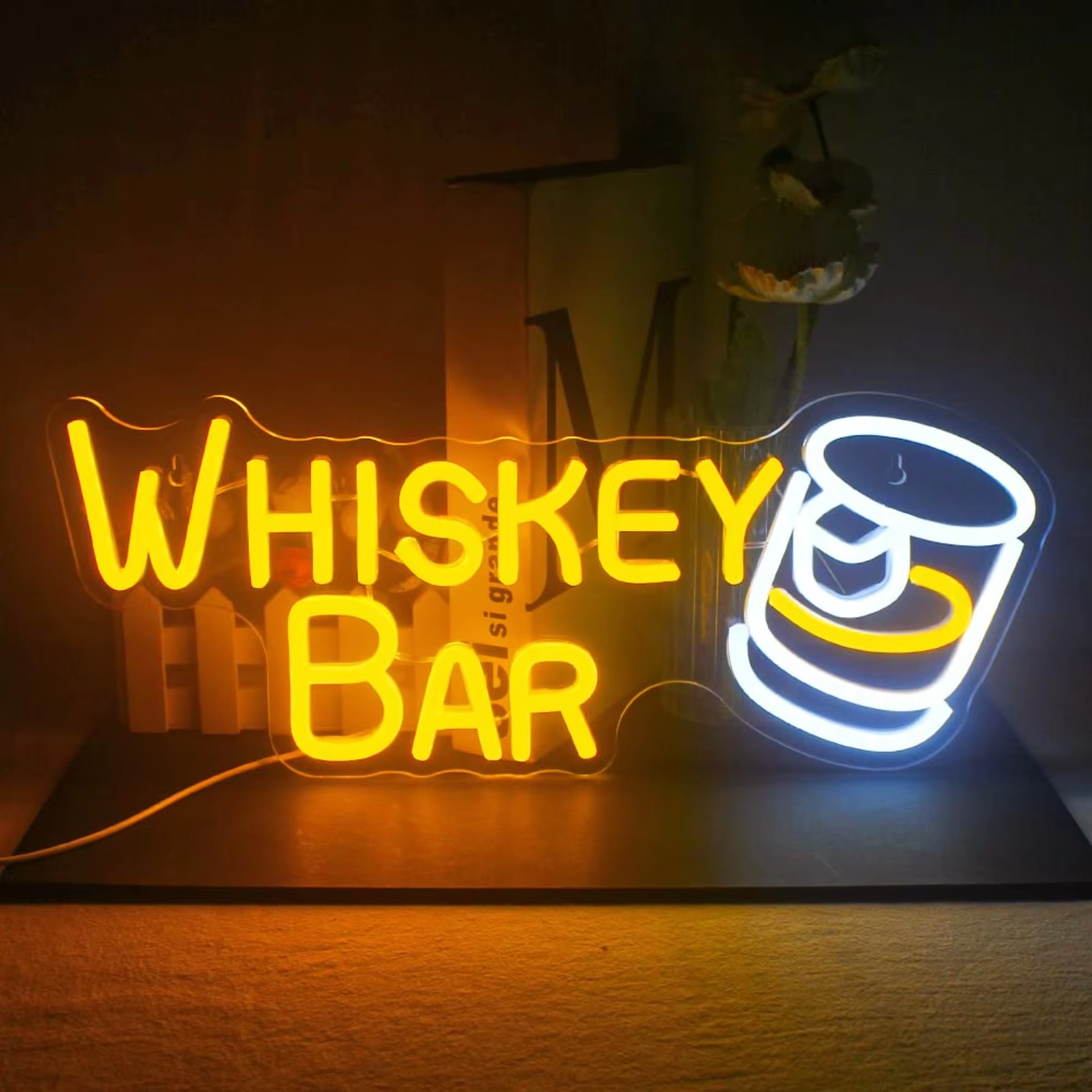 Whiskey Bar Neon Sign Neon Lights For Wall Decor Light Up Bar Signs For Home Bar Cart Restaurant Beer Cafe Bistro