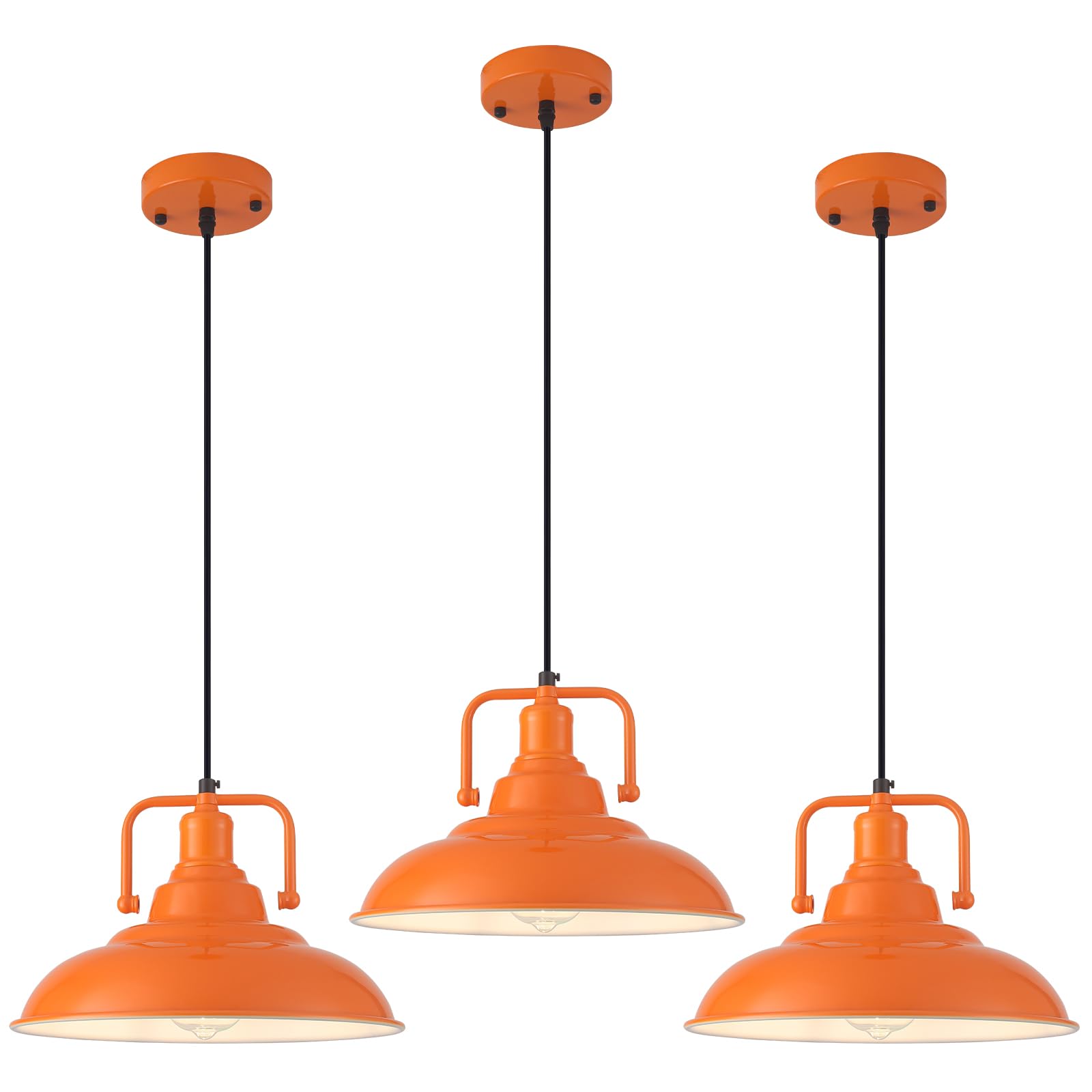 Orange Pendant Light 12.5 inches 3 Packs, Farmhouse Pendant Light, Industrial Pendant Lighting, Kitchen Pendant Lights, Pendant Lights Kitchen Island for Dinning Room Entryway Barn