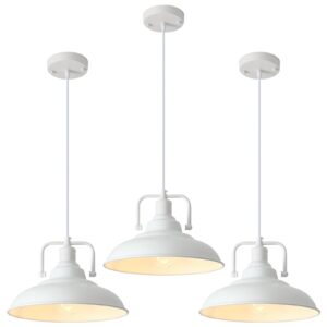 Farmhouse Pendant Light, 12.5inch, 3 Packs- White Kitchen Pendant Lights, Industrial Pendant Light, Pendant Lights Kitchen Island, Pendant Light for Bedroom, Office, Kichen Sink, Library
