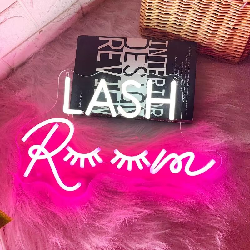 Lash Room Neon Sign Eyelashes Light Pink Glow LED Sign USB Powered Make up Beauty Room Home Wall Birthday Wedding Party Girls - Image 2