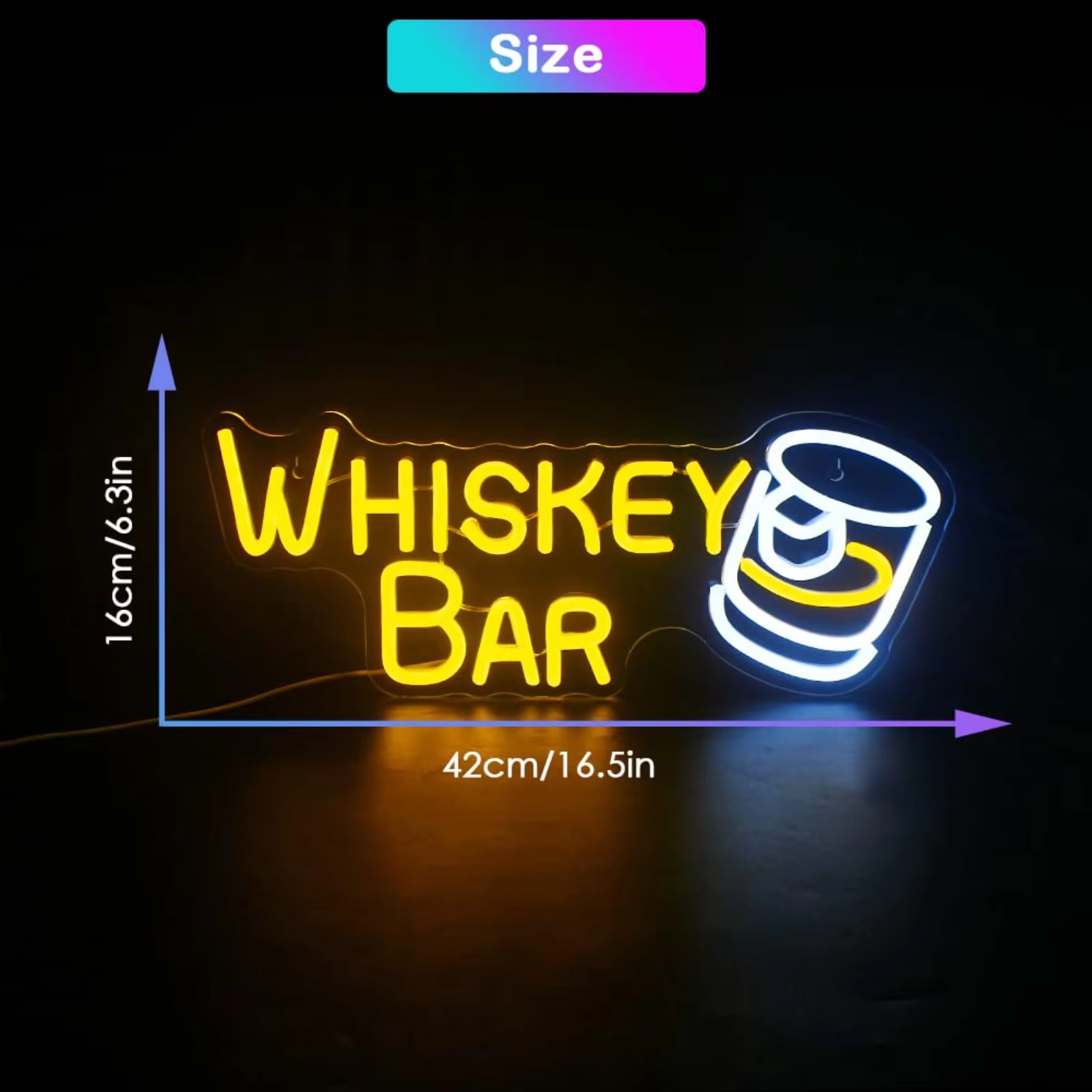 Whiskey Bar Neon Sign Neon Lights For Wall Decor Light Up Bar Signs For Home Bar Cart Restaurant Beer Cafe Bistro - Image 2