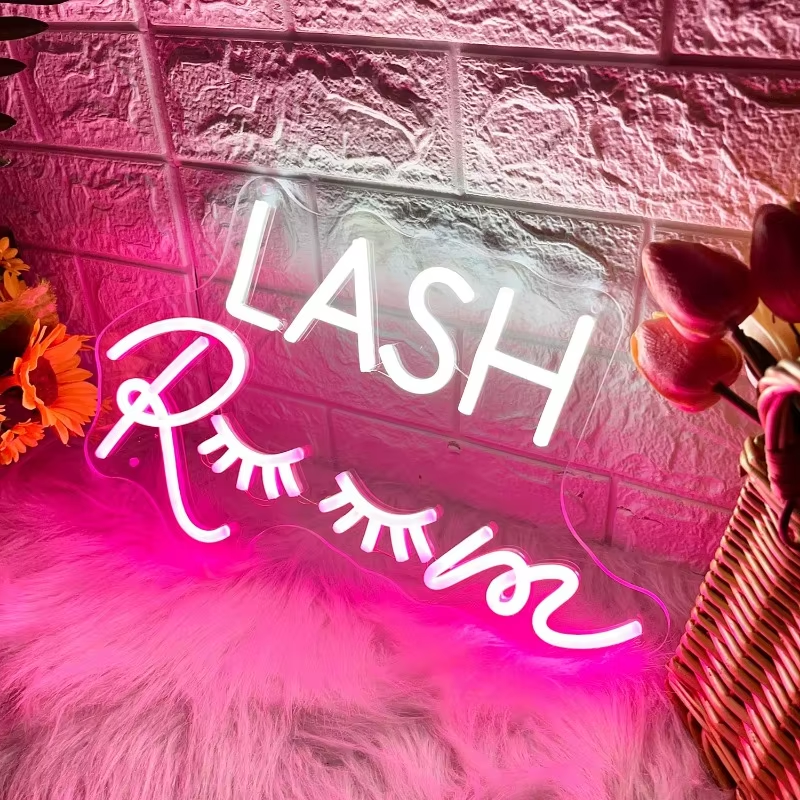 Lash Room Neon Sign Eyelashes Light Pink Glow LED Sign USB Powered Make up Beauty Room Home Wall Birthday Wedding Party Girls - Image 3