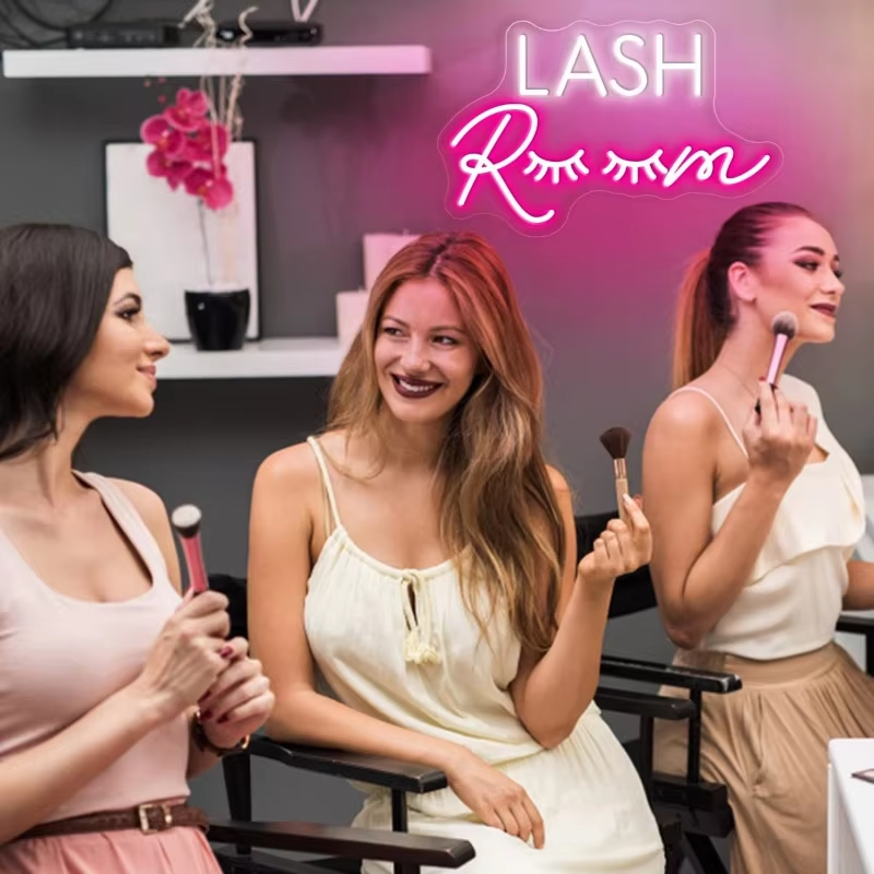 Lash Room Neon Sign Eyelashes Light Pink Glow LED Sign USB Powered Make up Beauty Room Home Wall Birthday Wedding Party Girls - Image 4