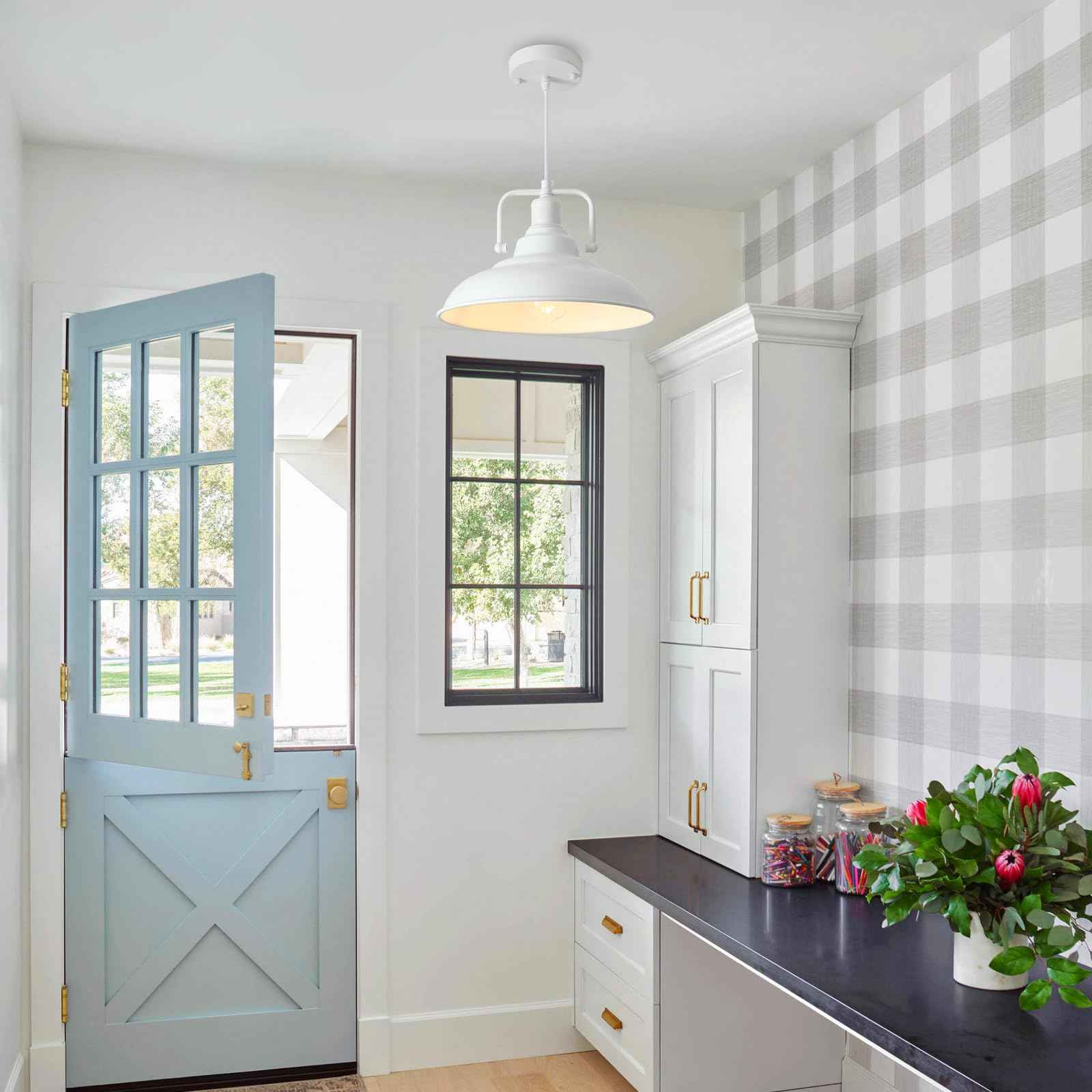 Farmhouse Pendant Light, 12.5inch, 3 Packs- White Kitchen Pendant Lights, Industrial Pendant Light, Pendant Lights Kitchen Island, Pendant Light for Bedroom, Office, Kichen Sink, Library