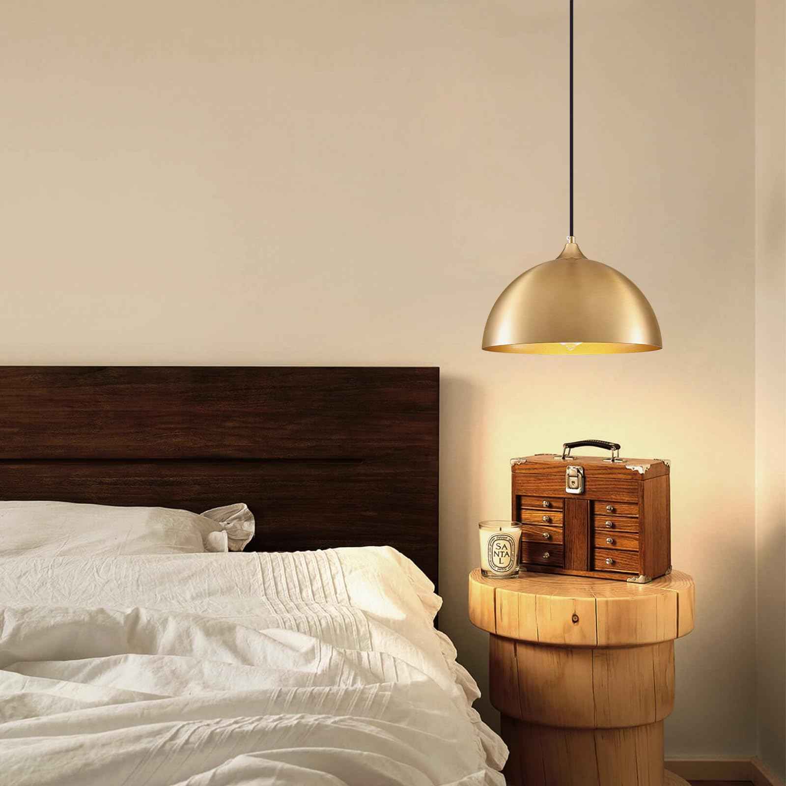Plug in Hanging Light 2 Packs 11.8inch, Gold Hang Lamp Plug in, Farmhouse Pendant Light, Pendant Lights Kitchen Island, Hanging Lights with Plug in Cord 14.ft