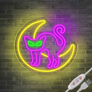 Halloween Neon Sign - Black Cat | LED Wall Decor & Party Gift